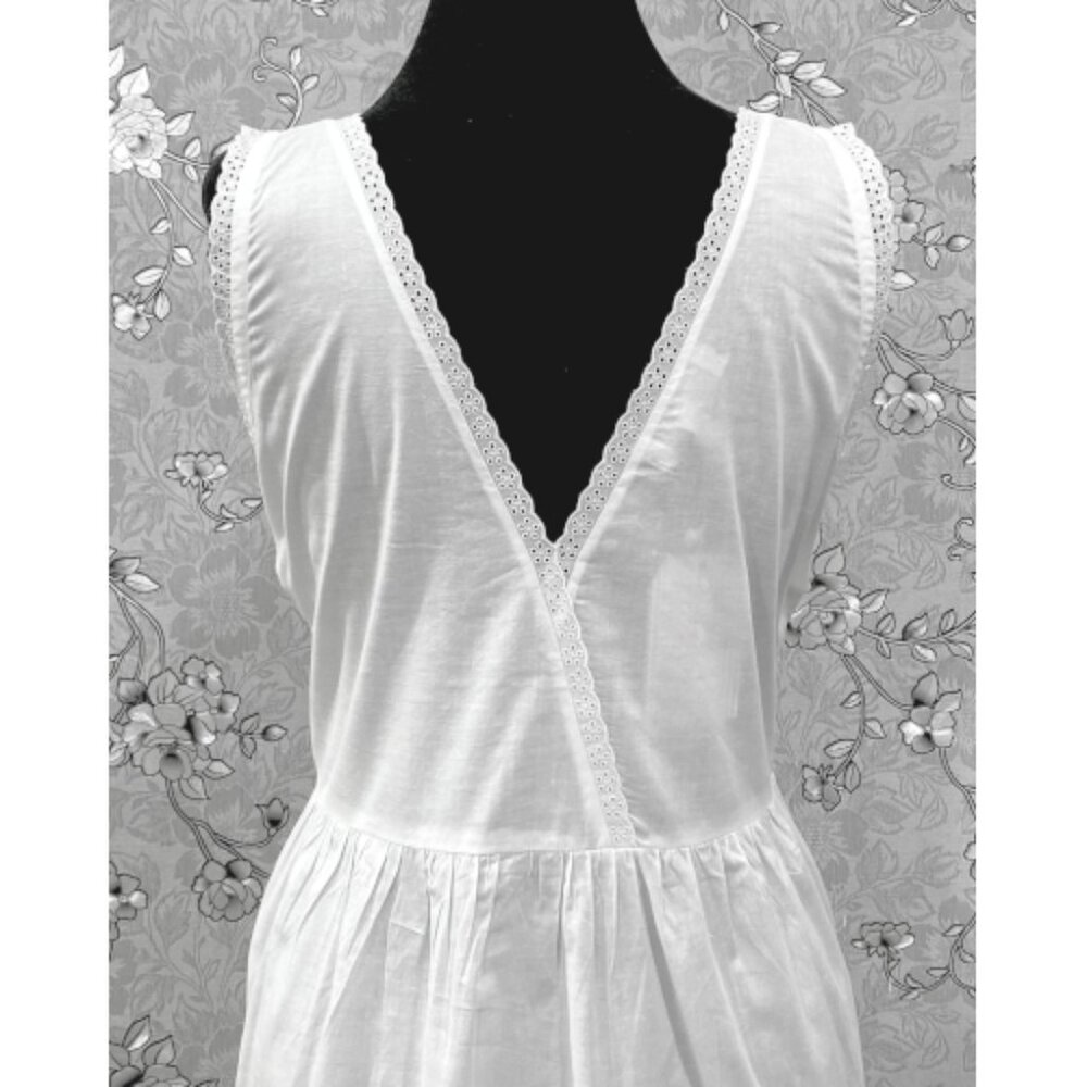 Victorian Cotton Nightgown by SoieRose – Sleeveless Lace Trimmed Gown - SR-1225 - Picture 6 of 8